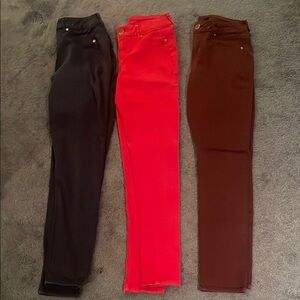 Stylish Women's Pants Trio - Navy Blue, Red, Purple